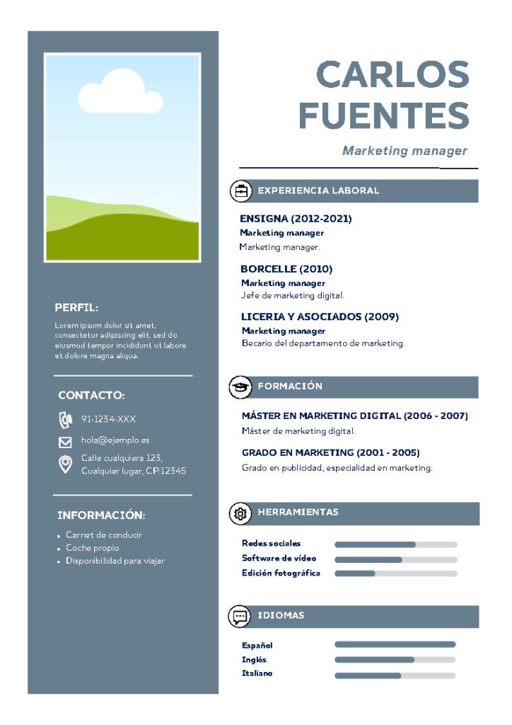 modelo actual de curriculum vitae